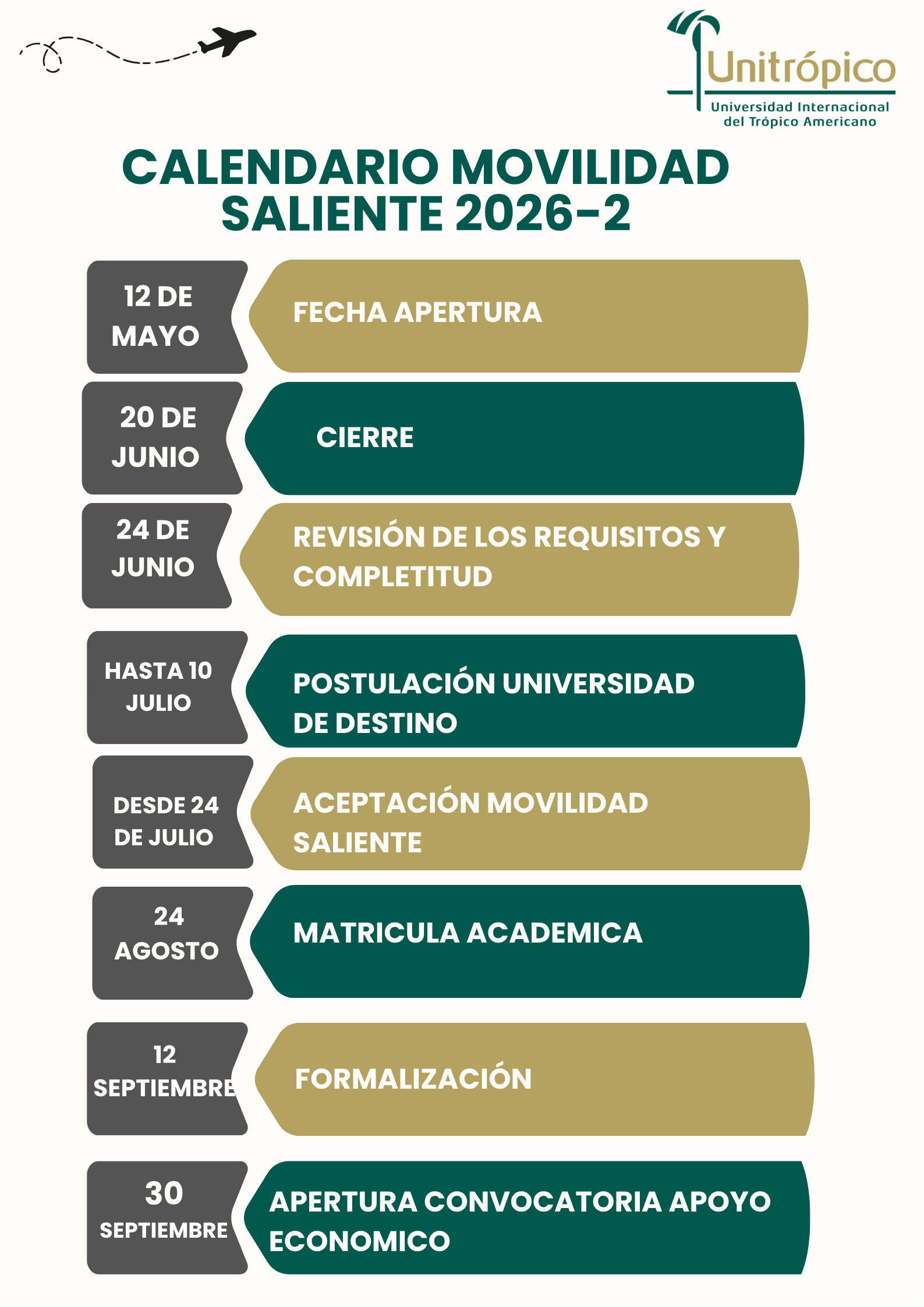 Calendario de Movilidad Académica 2026-2