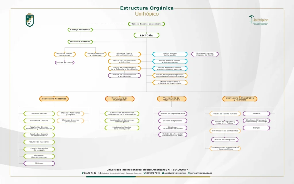 Diseño Estructura Orgánica Organigrama Institucional 2023 Unitrópico Casanare