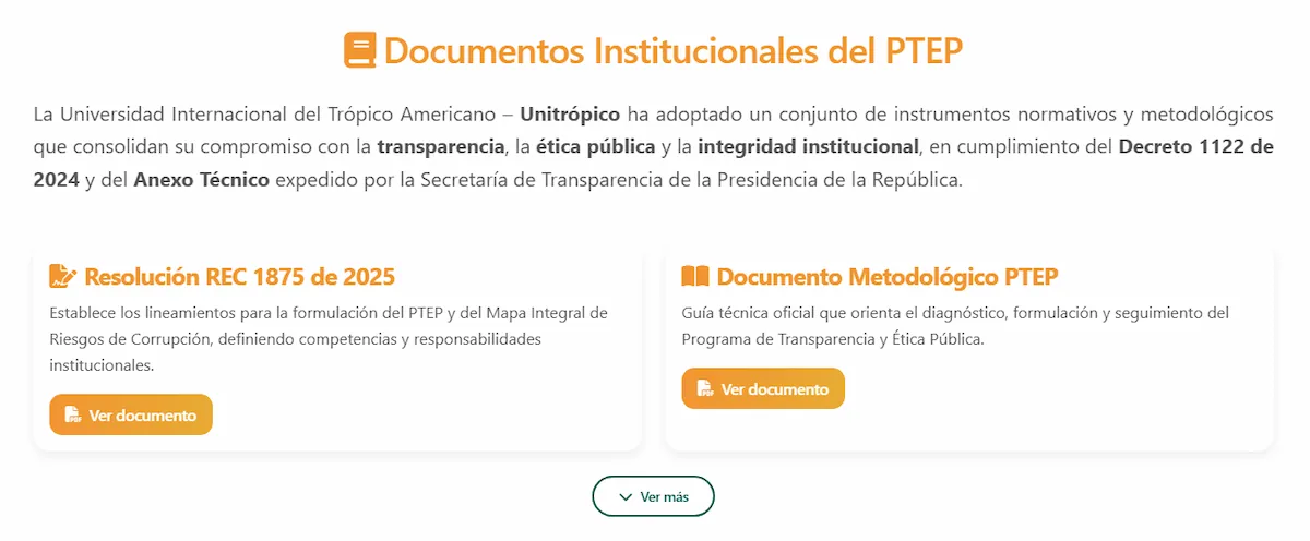 Documentos Institucionales del PTEP Unitrópico