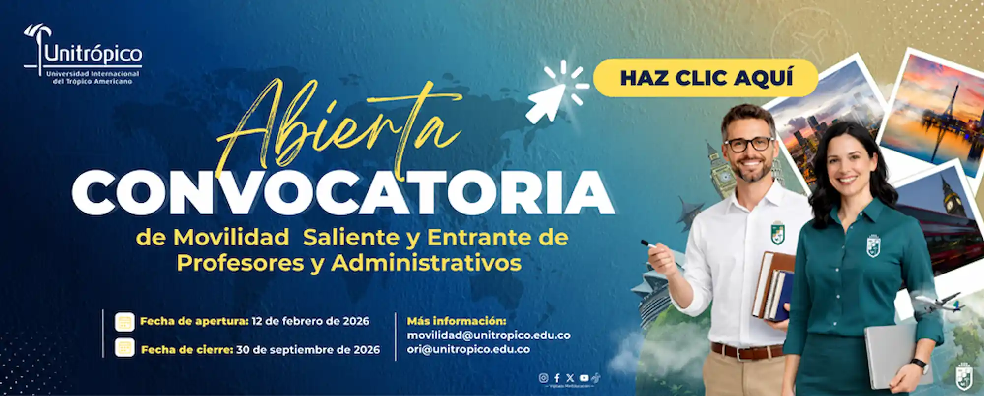 Convocatoria de Movilidad Saliente y Entrante de Profesores y Administrativos