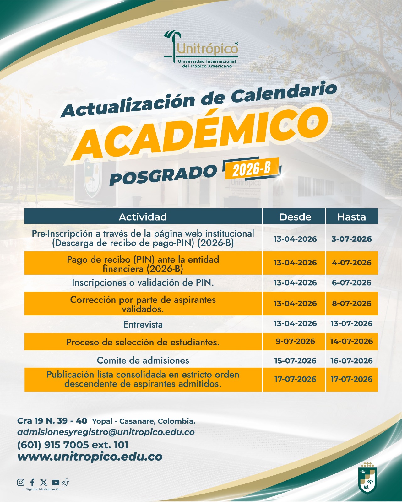 Calendario Posgrado